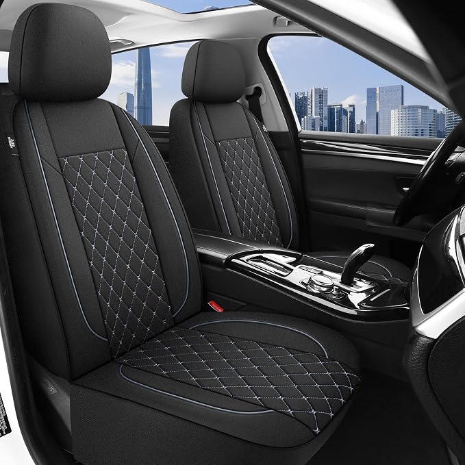 Fabric Car Seat Covers — Front Seat — Black / Gray
