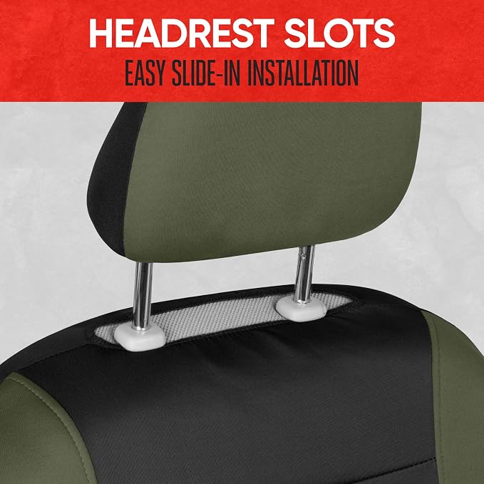 Fabric Car Seat Covers — Front Seat — Green