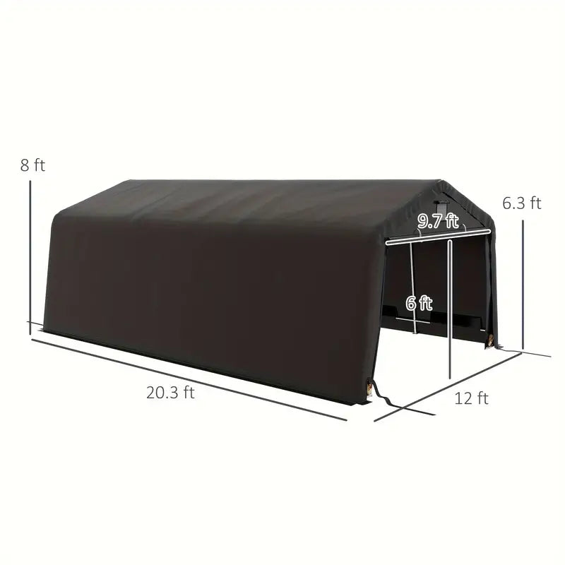 Outsunny 12' X 20' Heavy Duty Carport, Portable Garage Canopy Tent With 2 Ventilation Windows And Large Door 984301c5-b1dc-47b2-a130-e313884a994c