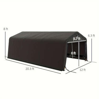 Outsunny 12' X 20' Heavy Duty Carport, Portable Garage Canopy Tent With 2 Ventilation Windows And Large Door 984301c5-b1dc-47b2-a130-e313884a994c