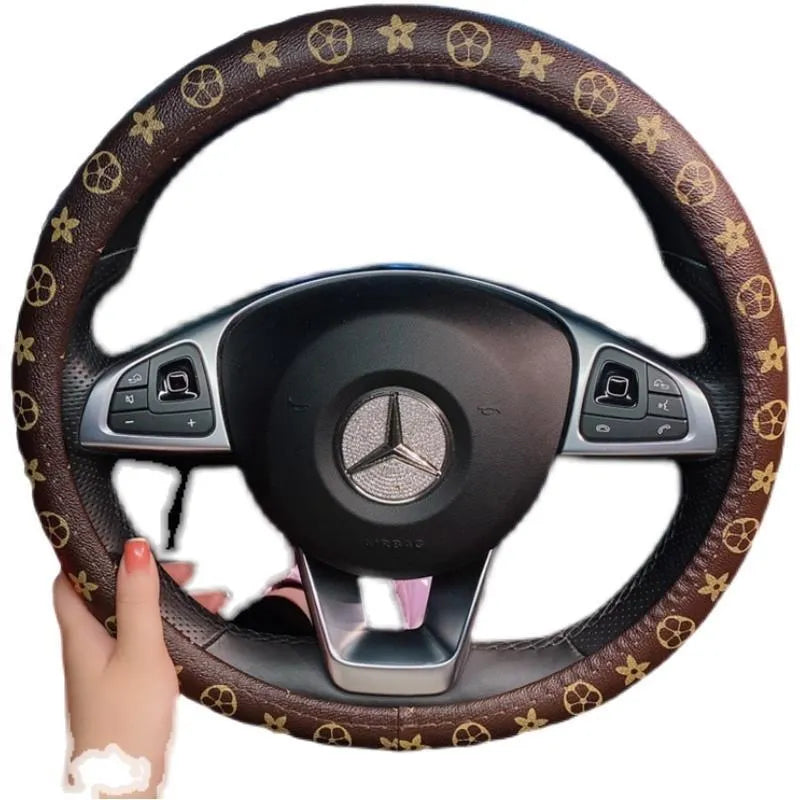 PU Microfiber Anti-Slip Steering Wheel Cover – Embossed Leather, Universal Fit 999c5837-f261-4524-98e5-6a2793f86e8b