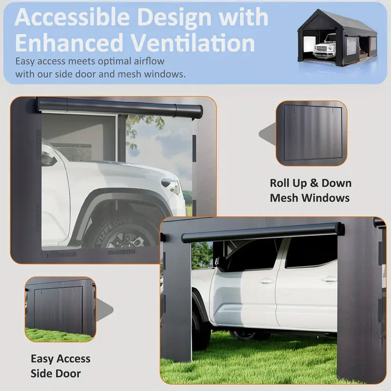 12'x20' Heavy-Duty Carport, Waterproof UV-Resistant Portable Garage Canopy 9a0e64cf-2d14-4ba7-9e85-6664e5ac7420