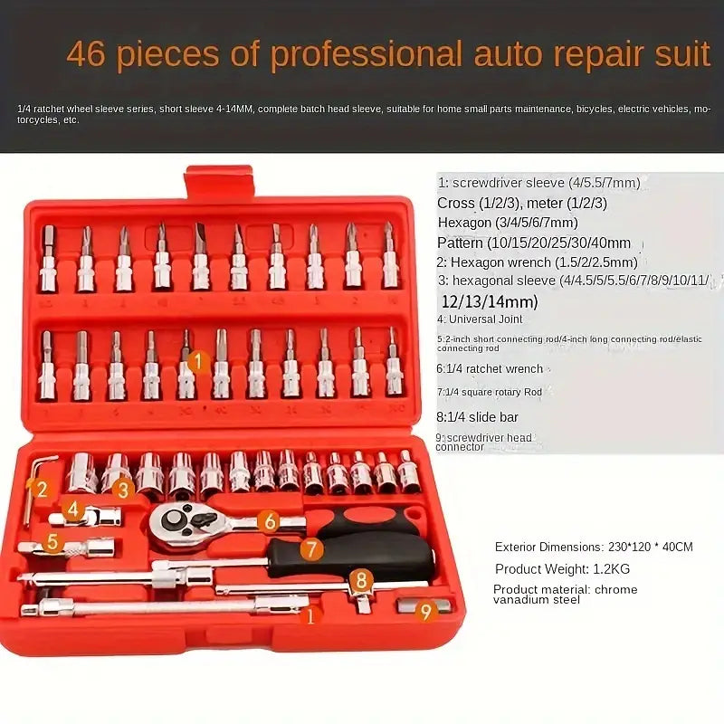 46-Piece 1/4 Drive Socket Wrench Set - Tool Kit 9f470250-0d89-4962-8be5-5642ef6e4caa