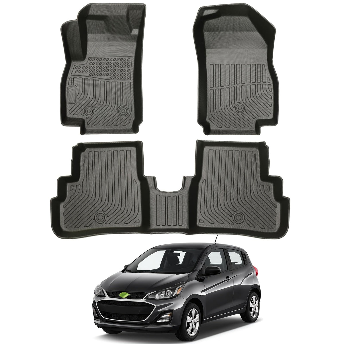 Chevrolet Spark 2016–2020 3D Laser-Fit All-Weather TPE Floor Mats (LHD)