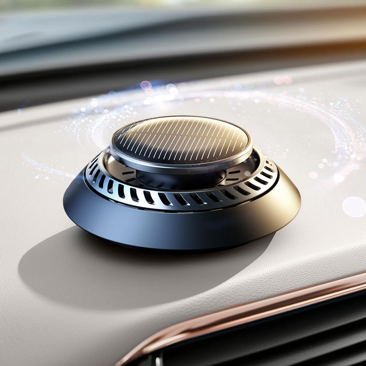 Ceeniu UFO Solar Car Air Freshener | Rotating Alloy Aroma Diffuser (2025) Black Main_01_729d4a23-ede8-4456-bc1c-a3fe3e781318
