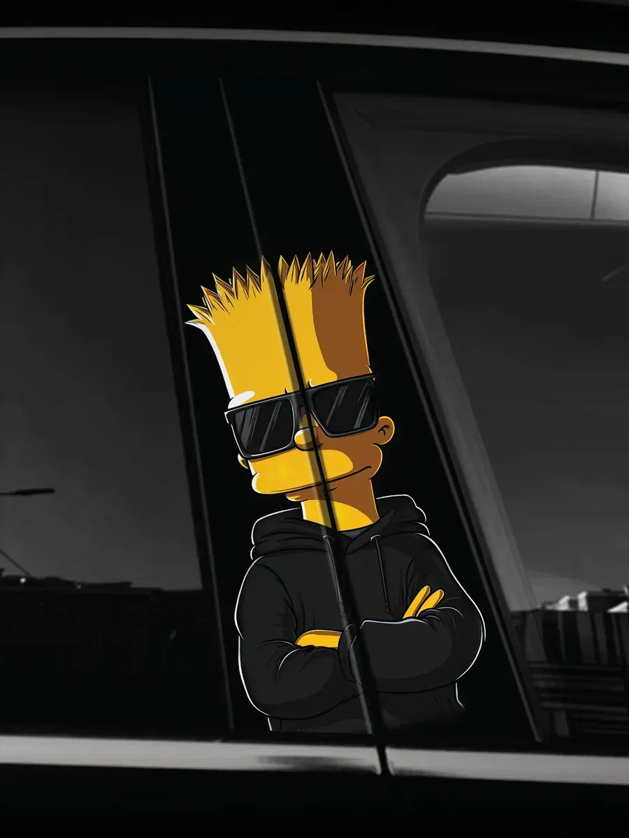 Set of 2 Matte Bart & The Simpsons Car Pillar Decals