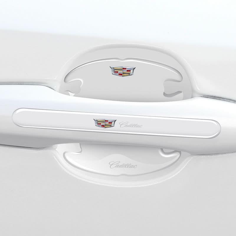 Car door handle protection strip with Cadillac logo