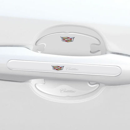Car door handle protection strip with Cadillac logo