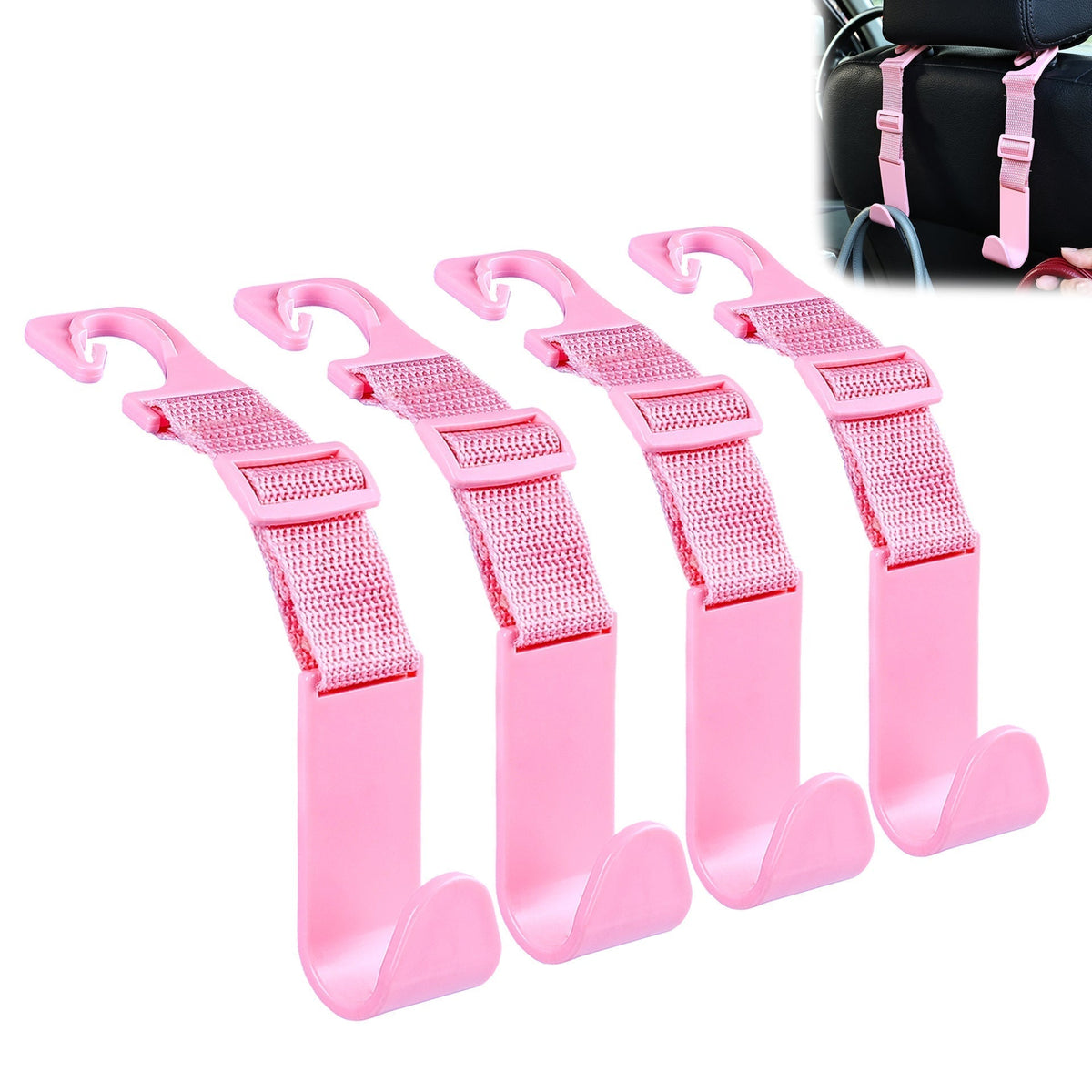 4-Pack Universal Car Headrest Hooks - Adjustable Seat Back Hanger for Bags & Purses Pink 1 box of 4 pieces O1CN01C441ax1MdoSt5VuYI__2683071458-0-cib