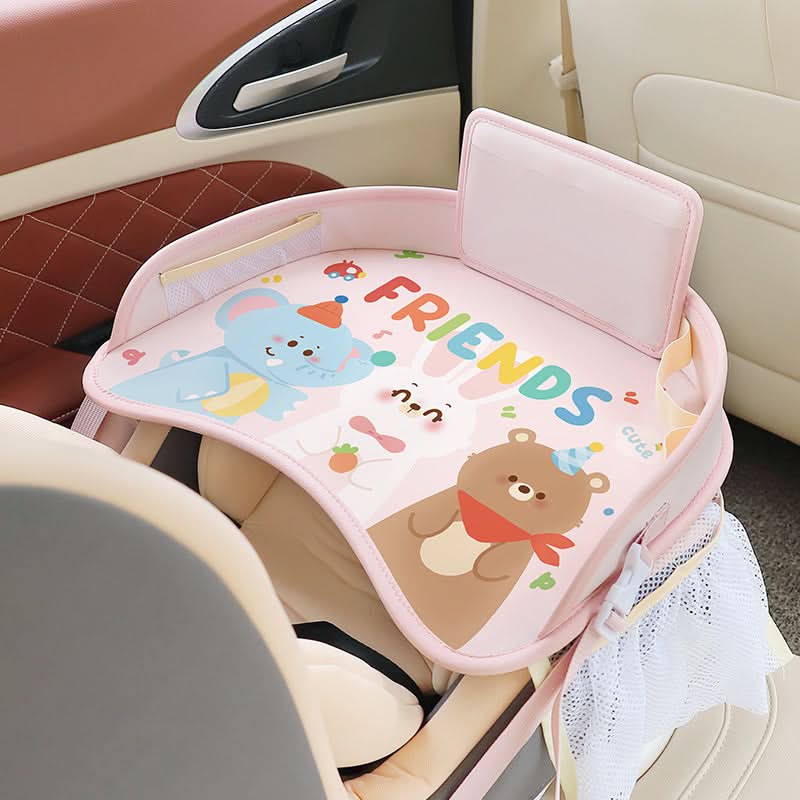 Car Cartoon Waterproof Baby Dining Table Car Rear Multifunctional Storage Small Table Child Safety Seat Tray 886 leather model-pink elephant bear- O1CN01Ggx8oC1hSuxP6Ulg4__2213005604277-0-cib