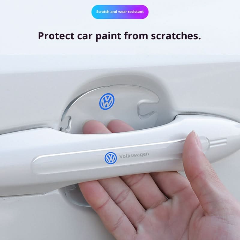 Car paint protection strip with Volkswagen logo