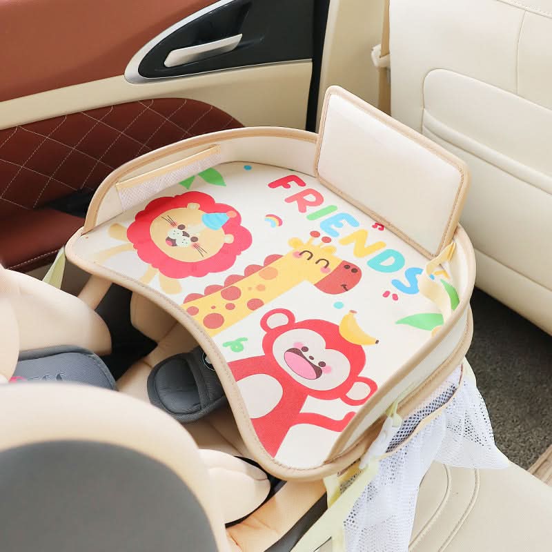 Car Cartoon Waterproof Baby Dining Table Car Rear Multifunctional Storage Small Table Child Safety Seat Tray 886 leather model-beige lion monkey O1CN01LXu0sb1hSuxQXmga3__2213005604277-0-cib