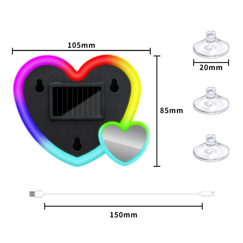 Solar-Powered Wireless Heart-Shaped LED Car Interior Neon Glow – Heart Atmosphere C-Pillar Light & Window Decoration