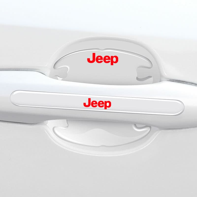 Car door handle protection strip with Jeep logo