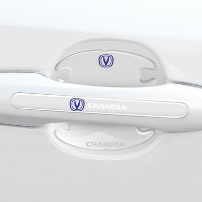 Car door handle protection strip with logo