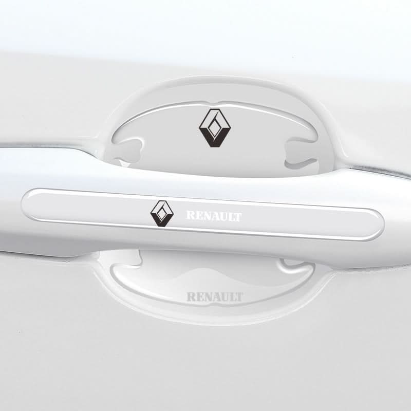 Car door handle protection strip with Renault logo