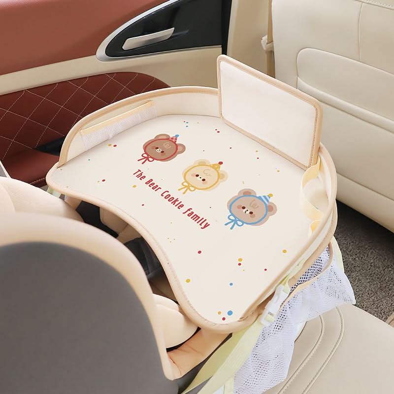 Car Cartoon Waterproof Baby Dining Table Car Rear Multifunctional Storage Small Table Child Safety Seat Tray 886 leather model-hat bear- O1CN01r94vTy1hSuxNmLbaH__2213005604277-0-cib