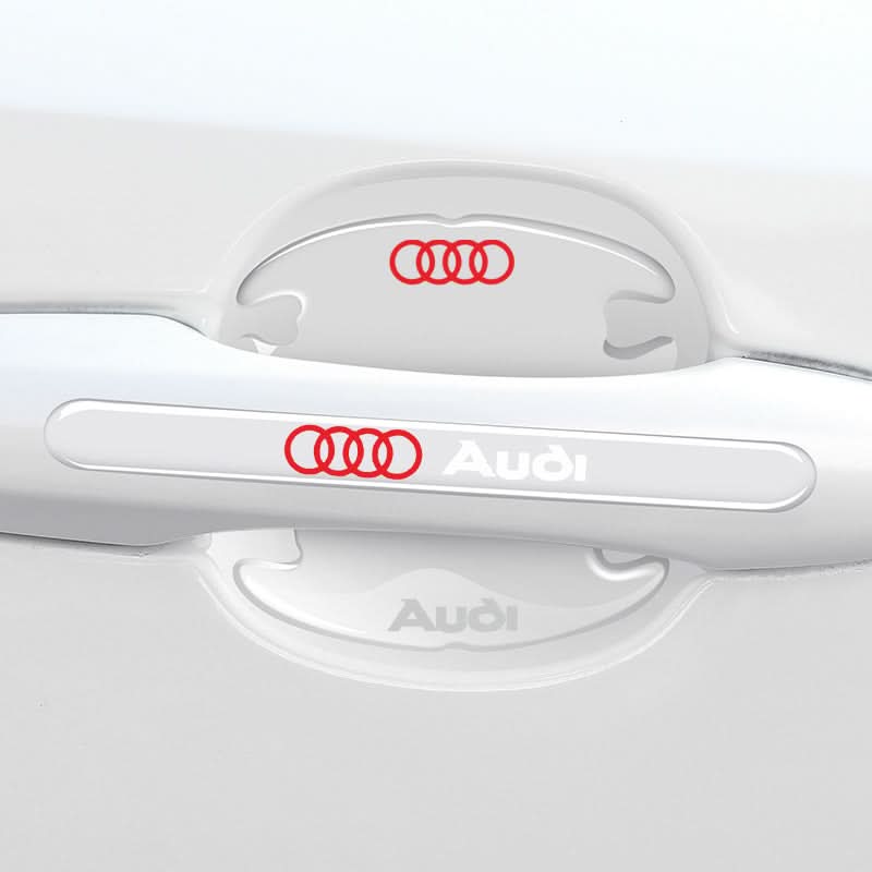 Car door handle protection strip with Audi logo