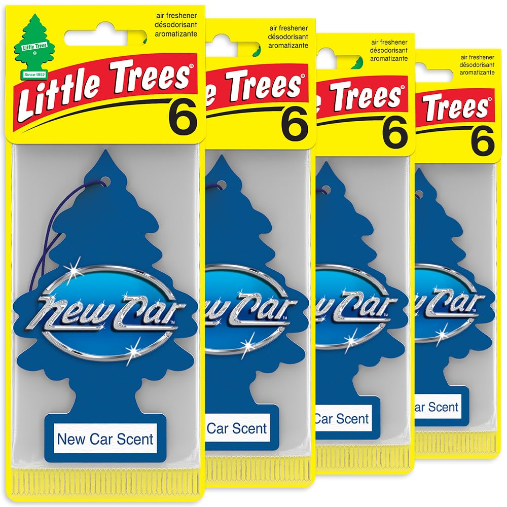 LITTLE TREES Car Air Freshener - Black Ice (24 Pack) | Long-Lasting Hanging Tree Scent for Car & Home New Car SKU_03
