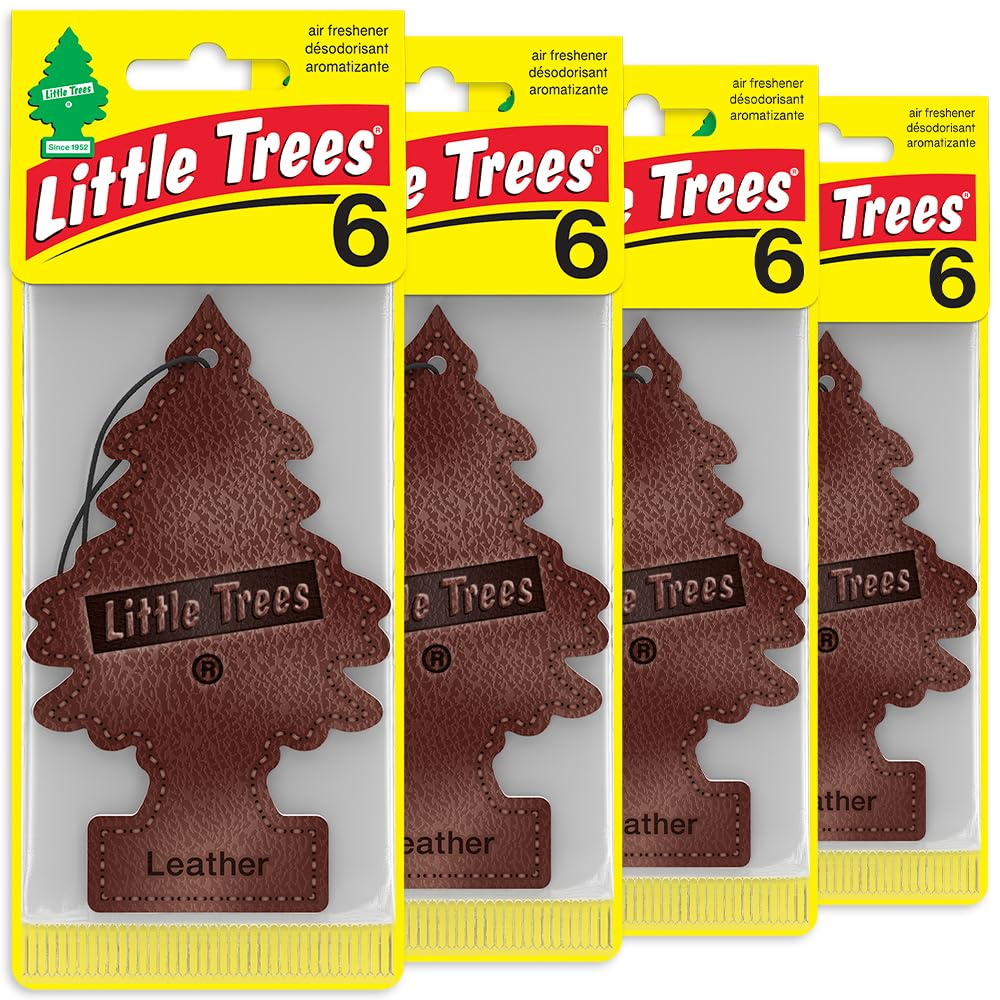 LITTLE TREES Car Air Freshener - Black Ice (24 Pack) | Long-Lasting Hanging Tree Scent for Car & Home Leather SKU_04