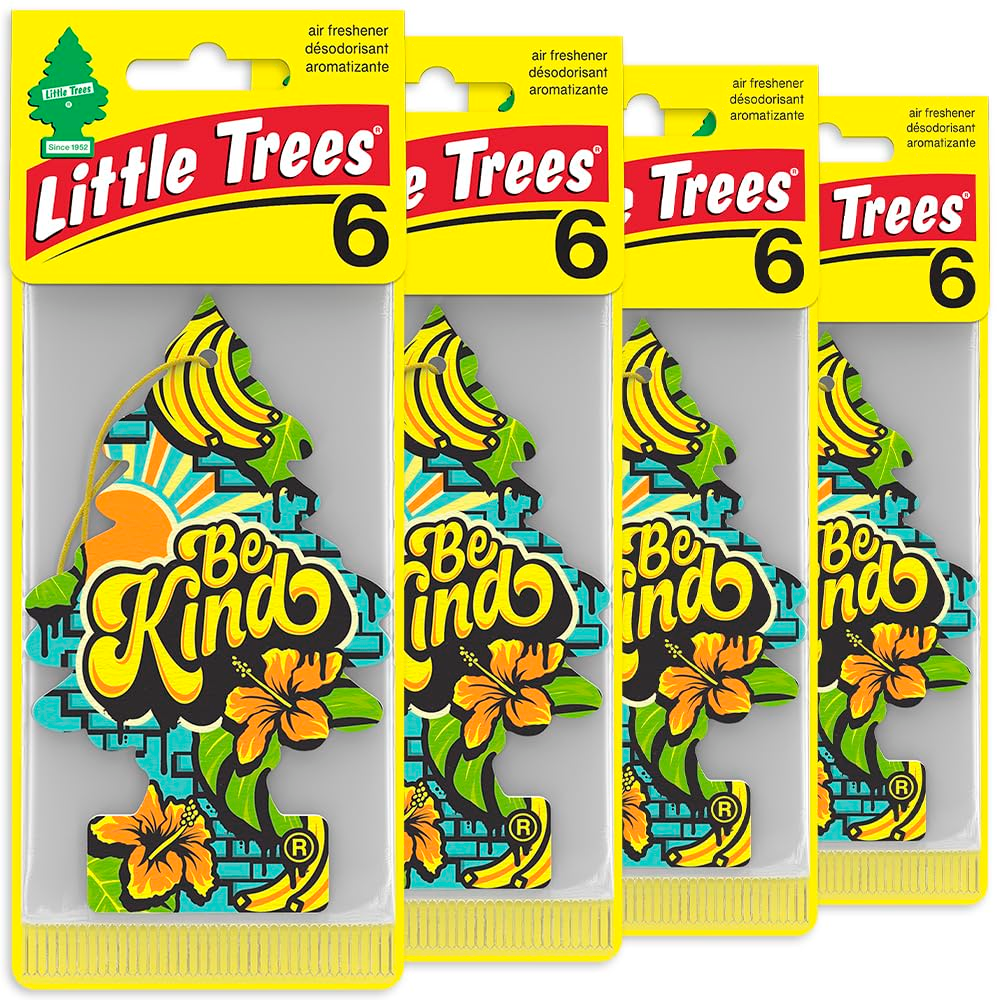LITTLE TREES Car Air Freshener - Black Ice (24 Pack) | Long-Lasting Hanging Tree Scent for Car & Home Be Kind SKU_05
