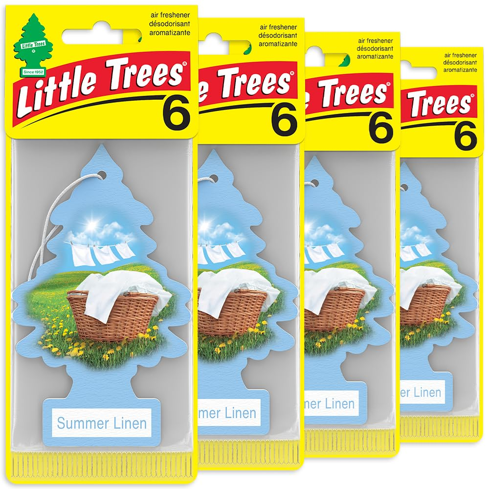 LITTLE TREES Car Air Freshener - Black Ice (24 Pack) | Long-Lasting Hanging Tree Scent for Car & Home Summer Linen SKU_10