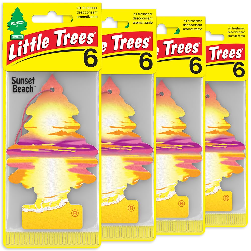 LITTLE TREES Car Air Freshener - Black Ice (24 Pack) | Long-Lasting Hanging Tree Scent for Car & Home Sunset Beach SKU_13