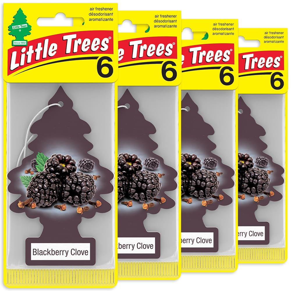 LITTLE TREES Car Air Freshener - Black Ice (24 Pack) | Long-Lasting Hanging Tree Scent for Car & Home Blackberry Clove SKU_14