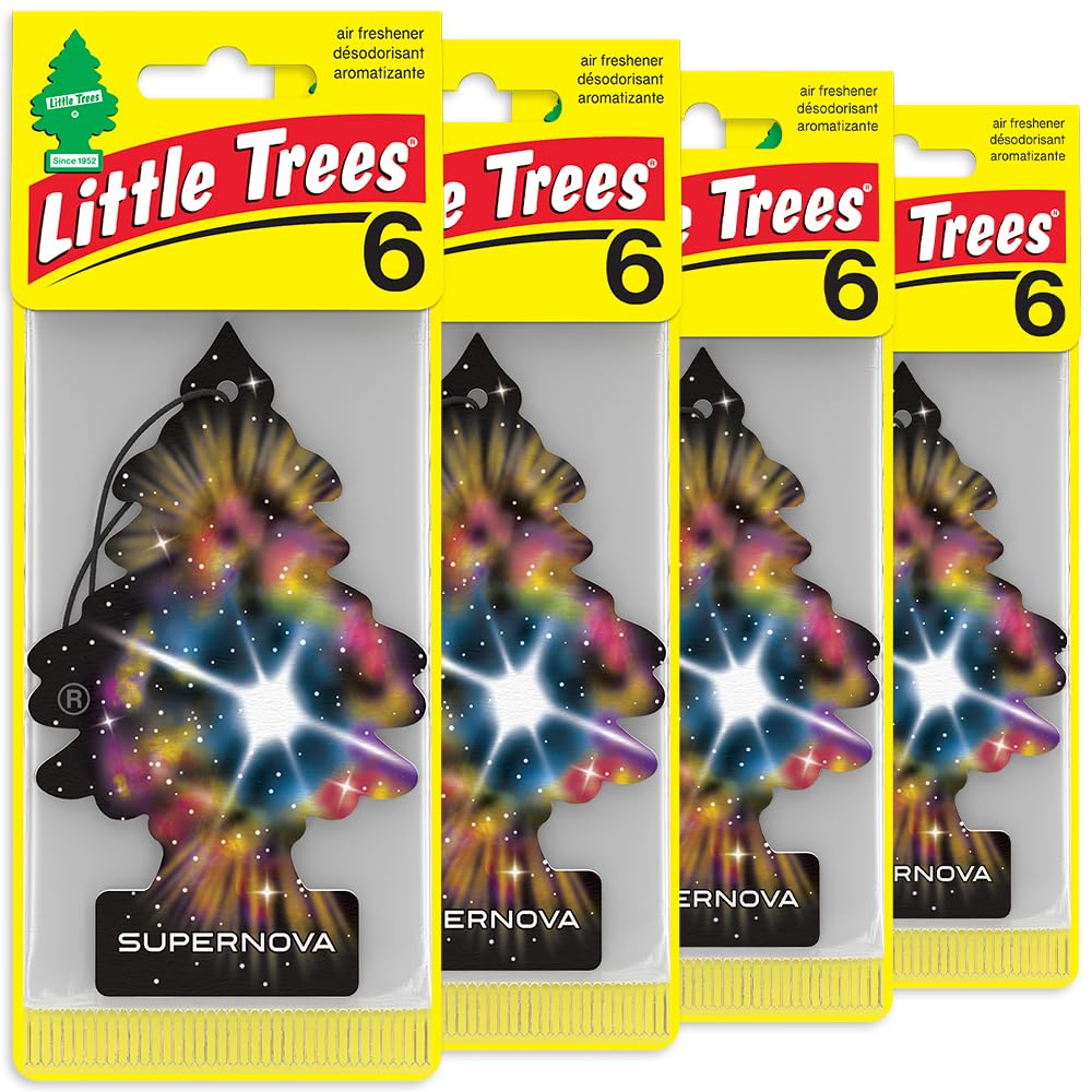 LITTLE TREES Car Air Freshener - Black Ice (24 Pack) | Long-Lasting Hanging Tree Scent for Car & Home Supernova SKU_20