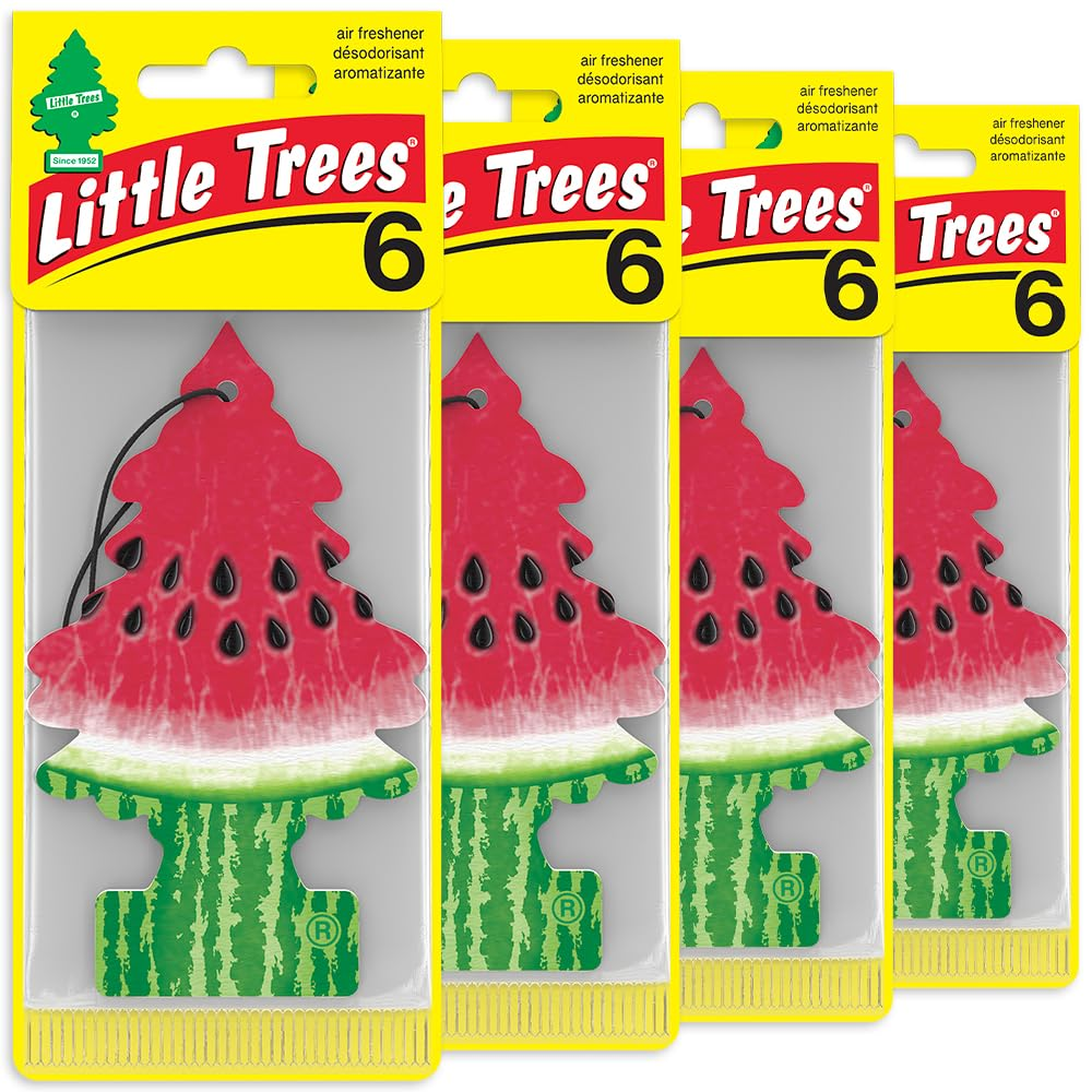 LITTLE TREES Car Air Freshener - Black Ice (24 Pack) | Long-Lasting Hanging Tree Scent for Car & Home Watermelon SKU_21