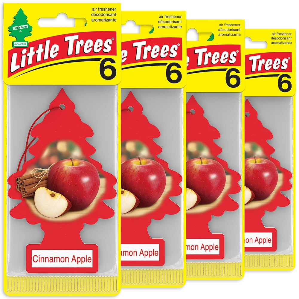LITTLE TREES Car Air Freshener - Black Ice (24 Pack) | Long-Lasting Hanging Tree Scent for Car & Home Cinnamon Apple SKU_22