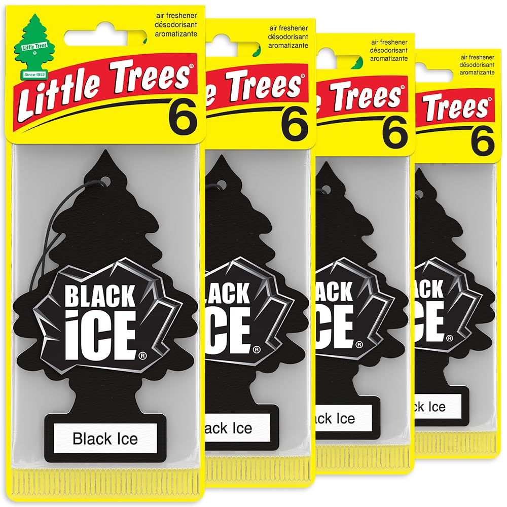 LITTLE TREES Car Air Freshener - Black Ice (24 Pack) | Long-Lasting Hanging Tree Scent for Car & Home Black Ice SKU_26