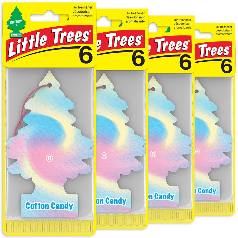 LITTLE TREES Car Air Freshener - Black Ice (24 Pack) | Long-Lasting Hanging Tree Scent for Car & Home Cotton Candy SKU_27