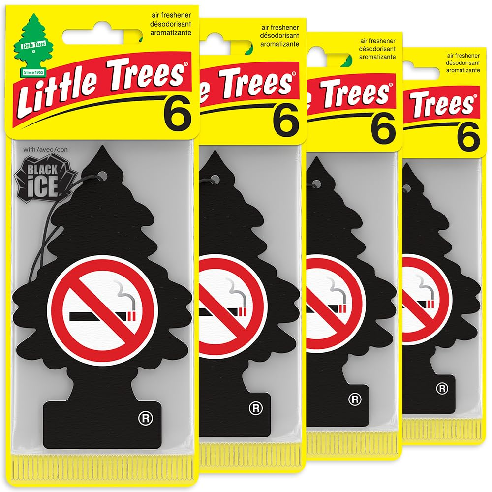 LITTLE TREES Car Air Freshener - Black Ice (24 Pack) | Long-Lasting Hanging Tree Scent for Car & Home No Smoking SKU_28
