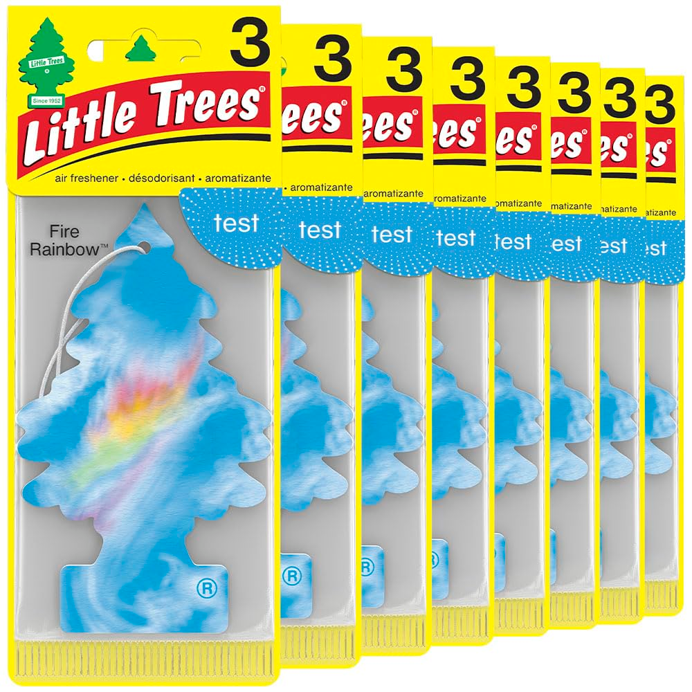 LITTLE TREES Car Air Freshener - Black Ice (24 Pack) | Long-Lasting Hanging Tree Scent for Car & Home Fire Rainbow SKU_30