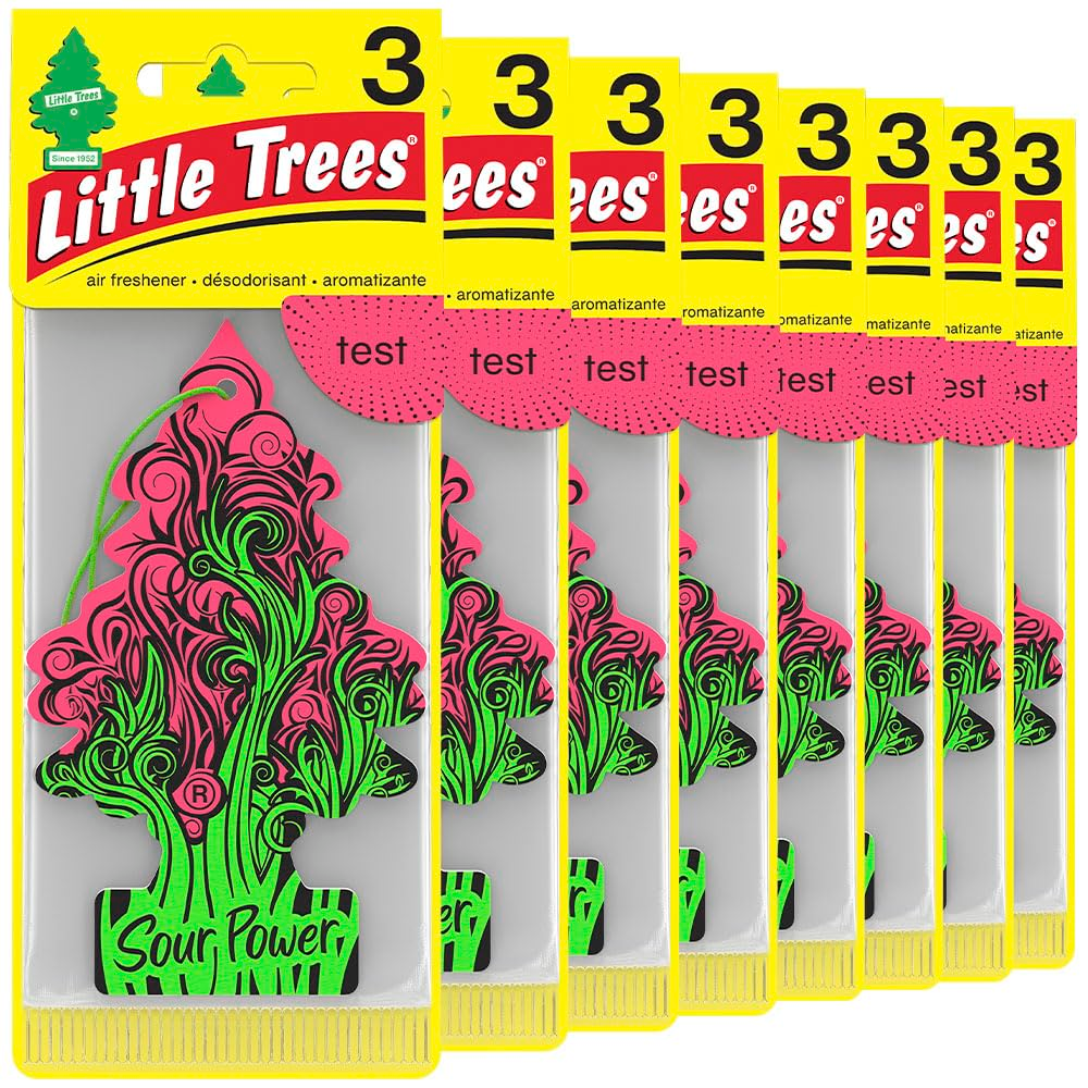 LITTLE TREES Car Air Freshener - Black Ice (24 Pack) | Long-Lasting Hanging Tree Scent for Car & Home Sour Power SKU_34
