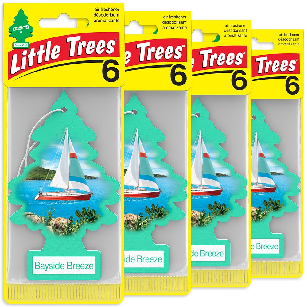LITTLE TREES Car Air Freshener - Black Ice (24 Pack) | Long-Lasting Hanging Tree Scent for Car & Home Bayside Breeze SKU_35