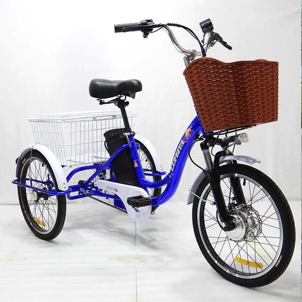 350W 48V Adult 3 Wheel Electric Tricycle, Cargo E-Bike with Basket, 20 Inch, 40km Range Blue SKU_variant_images_02