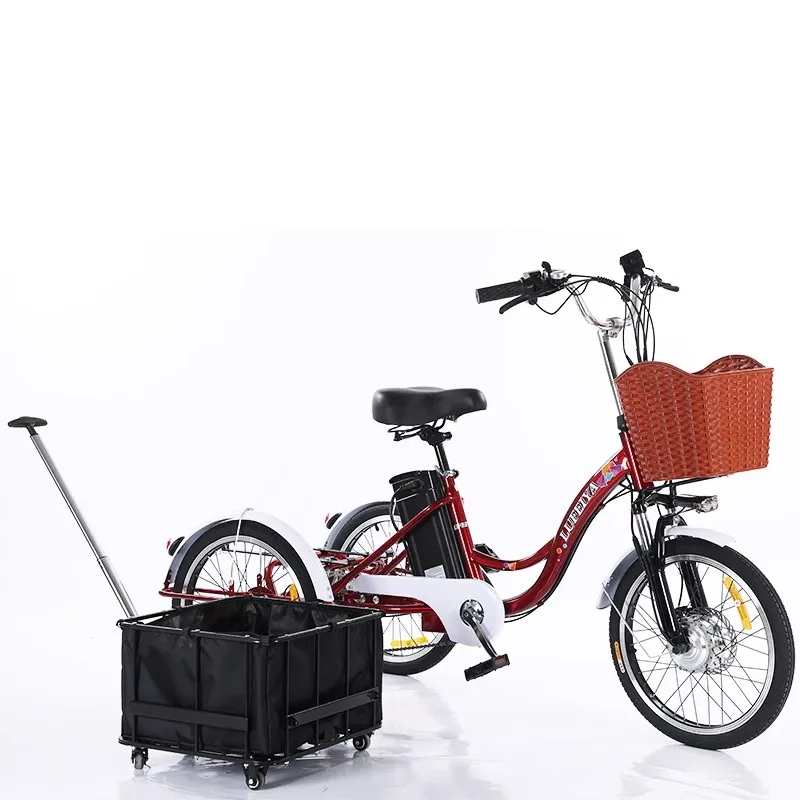 350W 48V Adult 3 Wheel Electric Tricycle, Cargo E-Bike with Basket, 20 Inch, 40km Range Red Pull basket SKU_variant_images_03