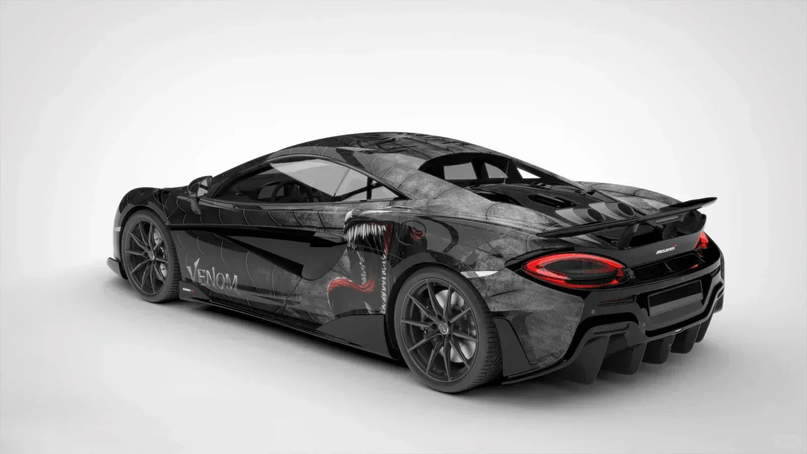 Black sports car on a white background
