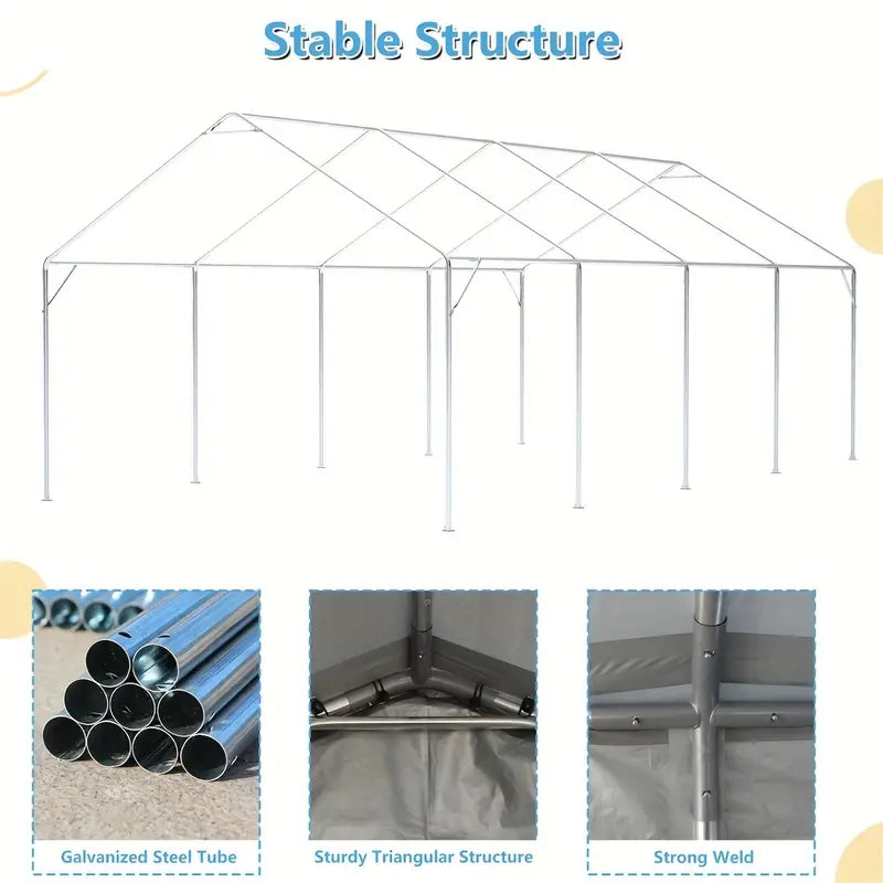 13x25ft Carport Portable Garage Car Top Heavy Duty Carport With Mesh Windows And Removable Sidewalls a64b8da4-6737-4c79-a616-3c4ca222a4d6