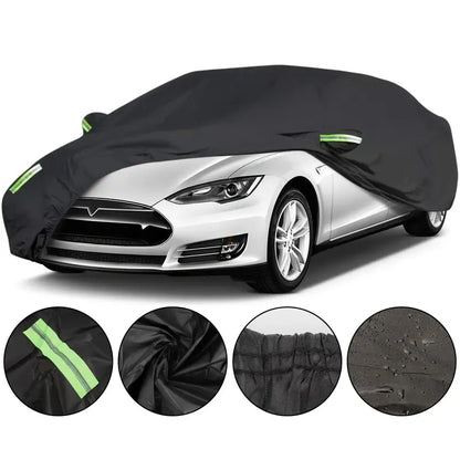 2XL Size Full Car Cover, Waterproof Rain UV Dust Resistant, All Weather Protection, with Reflective Strip ac448e4a-3282-41eb-b946-99d71c152a12