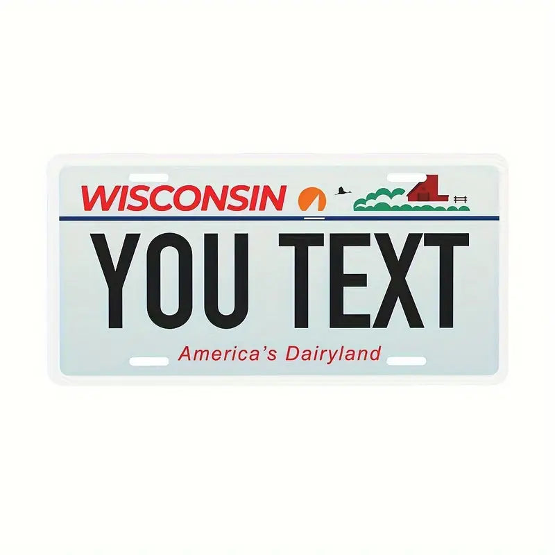 Vintage-Style Aluminum License Plate - Customizable Metal Car Tag Perfect for Front or Rear Display, 6x12 Inches Wisconsin 6''x12'' 15cm*30cm b655f77a-fc11-476a-8125-b8836e135c36