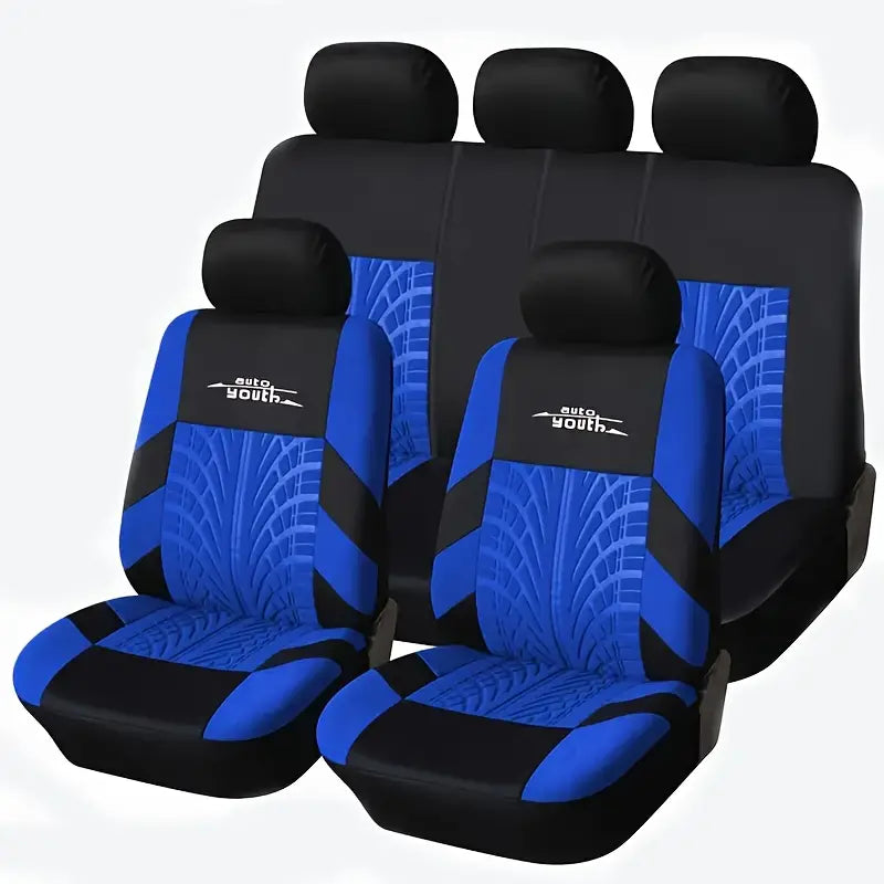 Premium Polyester Fiber Full Set Seat Cover Kit - All-Season Vehicle Seat Protectors Blue bd209d34-e26b-4320-a1ce-63776c8cdbaa