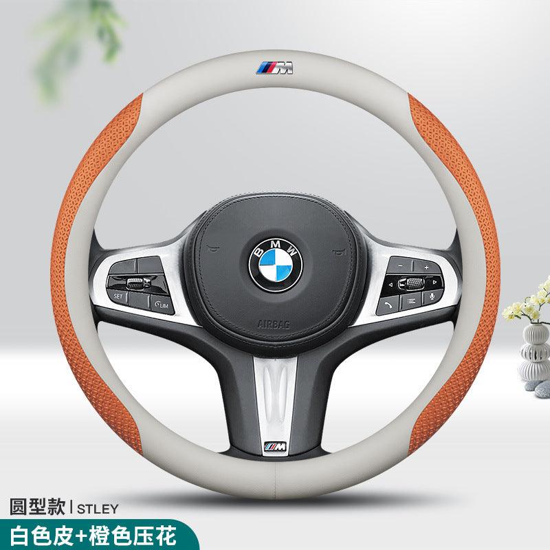 BMW Steering Cover White + orange ( BMW M ) 38cm bmw-steering-cover-auto-parts-22