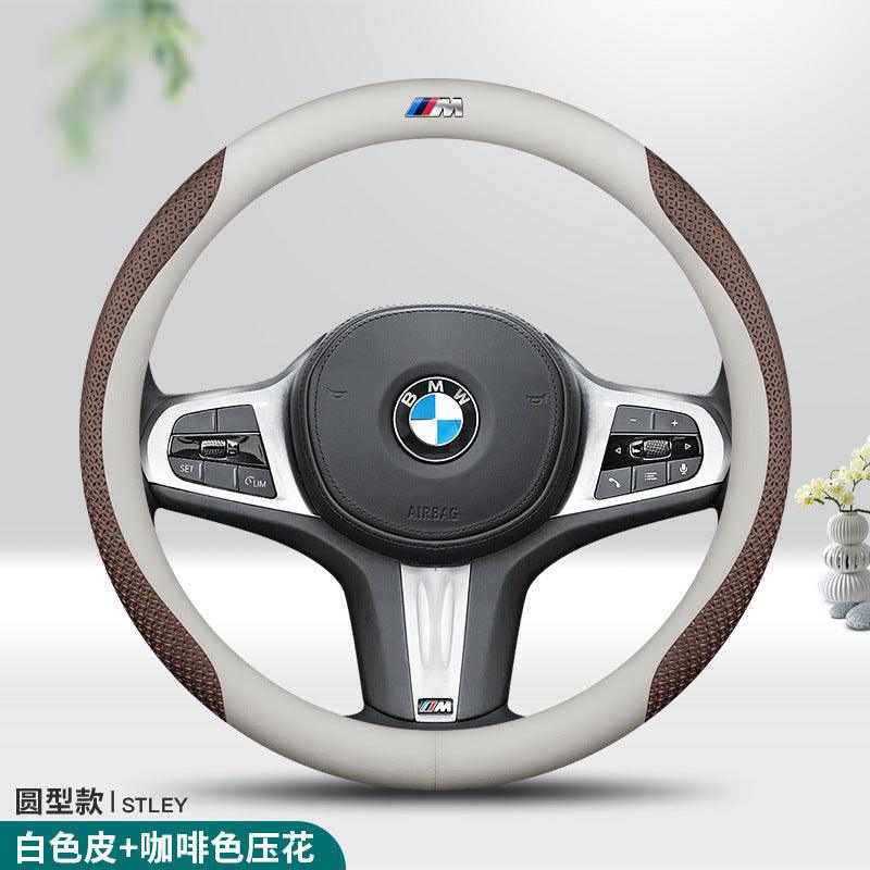 BMW Steering Cover White +brown embossed ( BMW M ) 38cm bmw-steering-cover-auto-parts-23