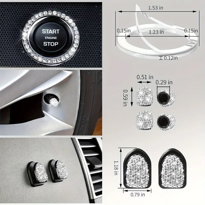Silvery Car Accessories Set, 27 Pieces Luxury Kit, LOVEWE, Universal Fit c1591650-0ea0-47bc-8500-aafcc25c4c9e