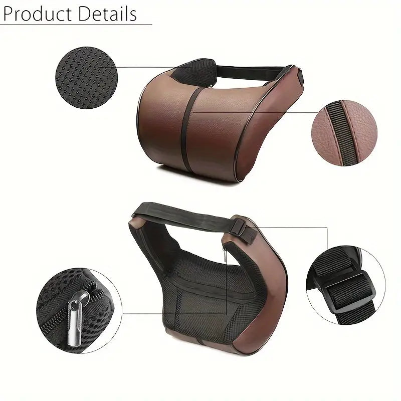 1pc Faux Leather Car Memory Foam Headrest Pillow Comfortable For Long Driving c358f3dc-2cb2-4562-8f50-385d9763ad0c