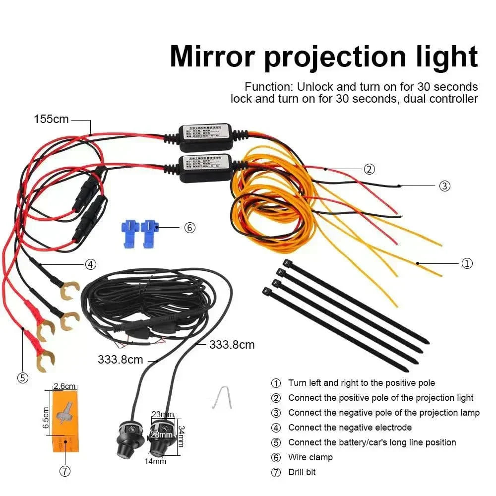 Car LED Side Rearview Mirror Welcome Light Angel Wings Dual Controller car-led-side-rearview-mirror-welcome-light-angel-wings-dual-controller-auto-parts-6