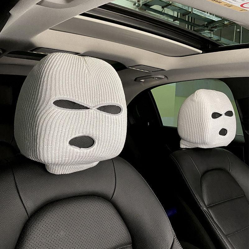 Car Seat Headrest Funny Masks 2pcs Set White car-seat-headrest-funny-masks-2pcs-set-auto-parts-8